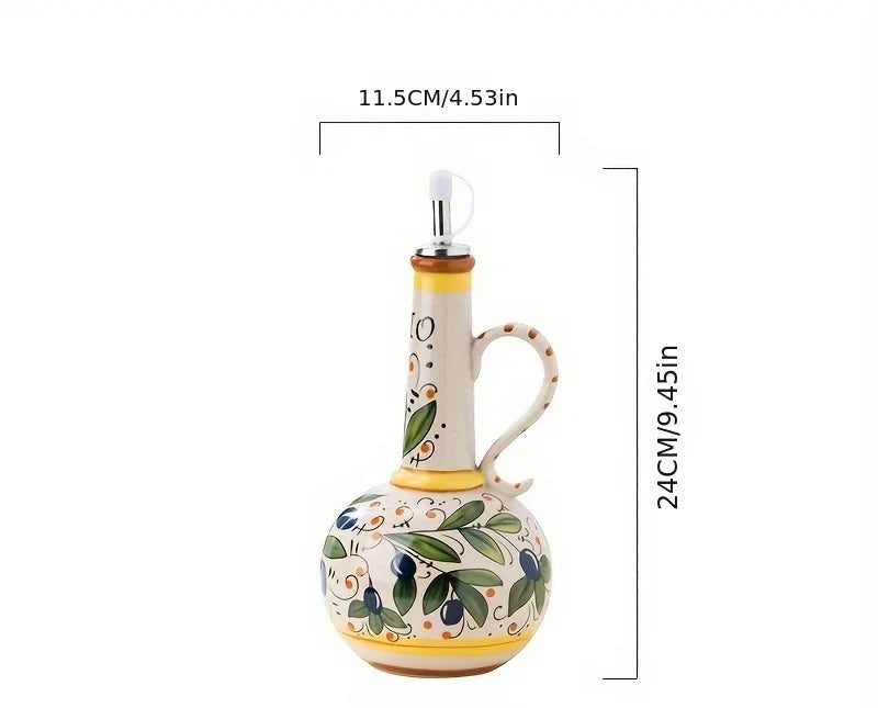 Embossed Ceramic Olive Oil & Vinegar Dispenser 750ml
