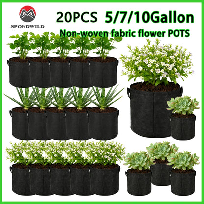 5 & 10 Gallon Fabric Grow Bags with Handles – Breathable Planting Pots