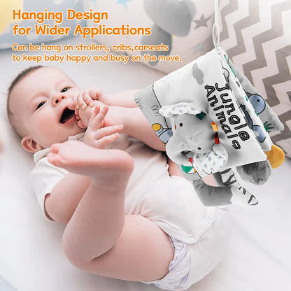 Sensory Baby Cloth Book – High Contrast Touch & Feel Learning Book (0–12 Months)