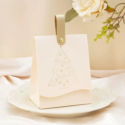 12-Pack Christmas Gift Boxes with Gold Handles – Festive Christmas Tree Gift Packaging