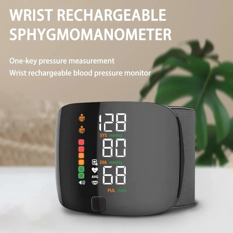 Rechargeable Wrist Blood Pressure Monitor – Digital BP & Voice Display