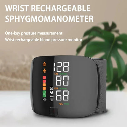 Rechargeable Wrist Blood Pressure Monitor – Digital BP & Voice Display