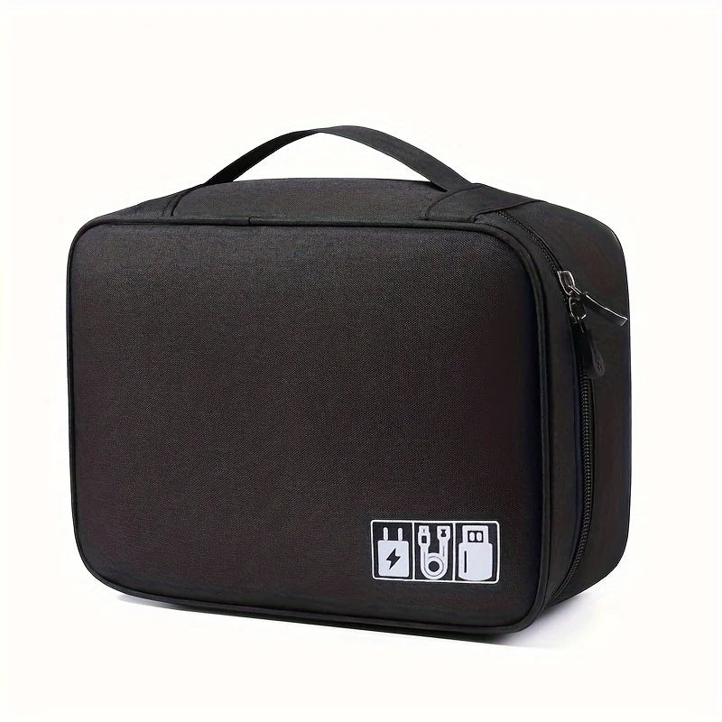 3-Layer Electronics Travel Organiser Bag – Waterproof Cable & Gadget Storage Case