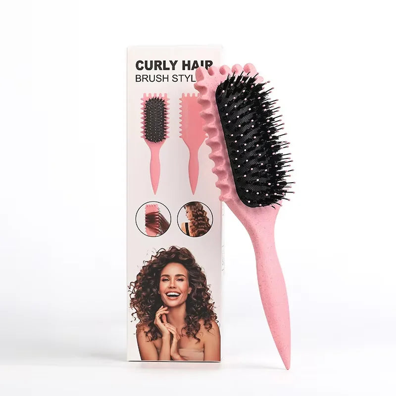 Curly Hair Styling Brush – Nylon Bristle Detangling & Curl Defining Brush