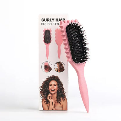 Curly Hair Styling Brush – Nylon Bristle Detangling & Curl Defining Brush