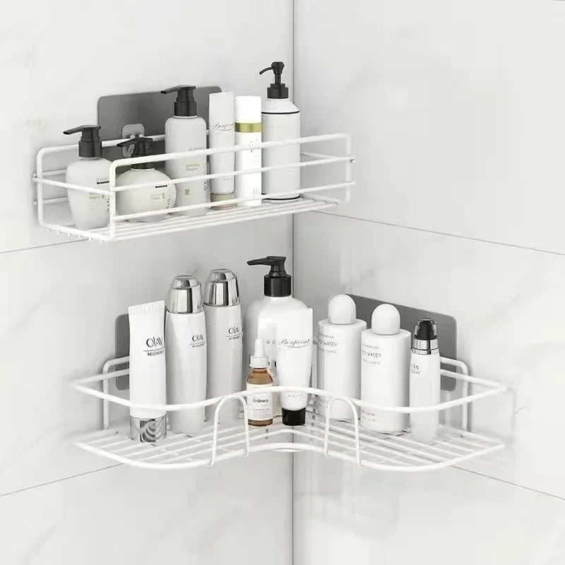 Wall Mounted Bathroom Shelf – Metal Storage Rack with Drain Design