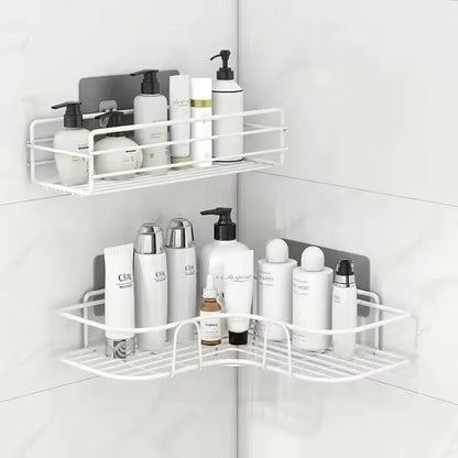 Wall Mounted Bathroom Shelf – Metal Storage Rack with Drain Design