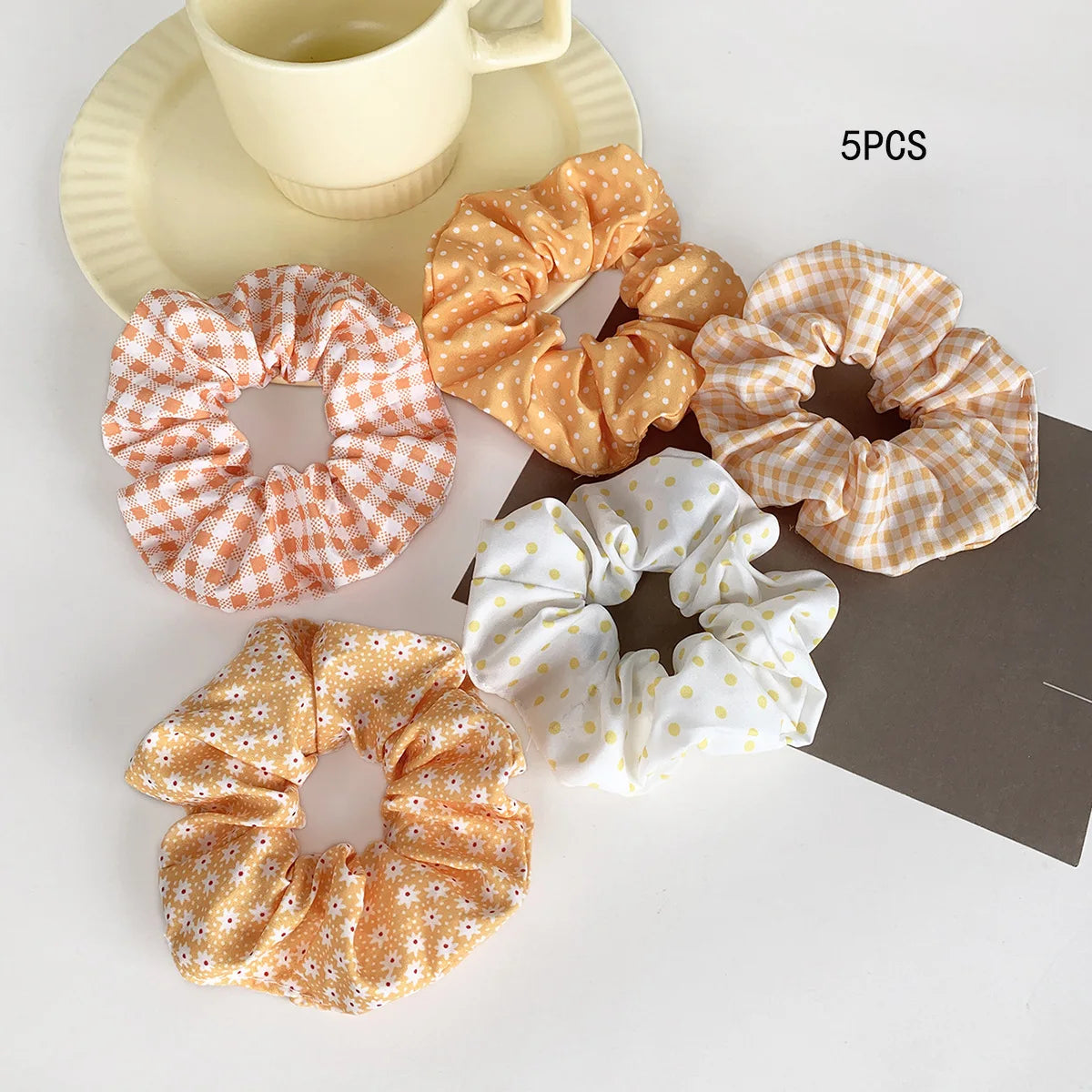 5-Piece Polka Dot Scrunchie Set – Elegant Hair Ties for Everyday Styling