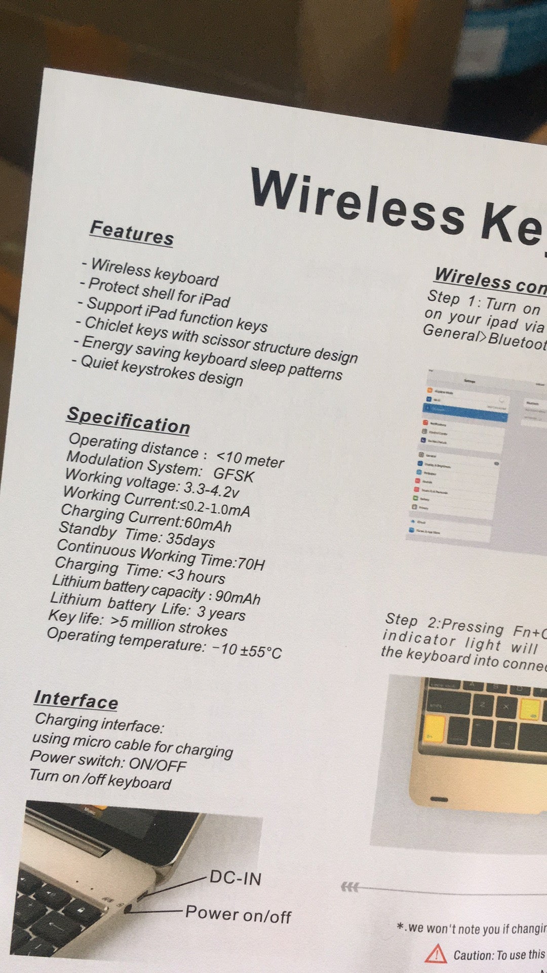 iPad Air 1/2, iPad 9.7 2017/2018 Bluetooth Keyboard Case