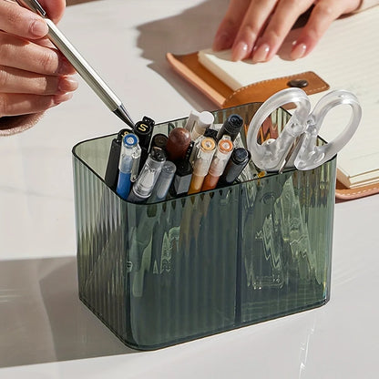 Clear Acrylic Makeup Organiser with Lid – Ribbed Cotton Swab & Cosmetic Storage Box