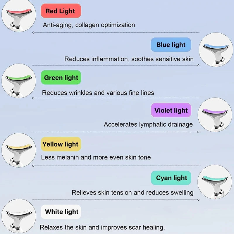 7-Colour LED Neck & Face Lifting Device – EMS Skin Tightening & Anti-Aging Massager