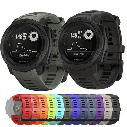 Silicone Strap for the Garmin Instinct 1/2/Esports/Solar Series (22mm) (13 colours available)