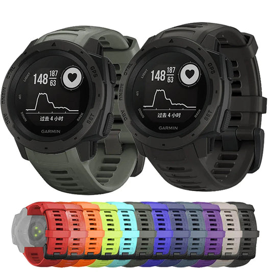 Silicone Strap for the Garmin Instinct 1/2/Esports/Solar Series (22mm) (13 colours available)