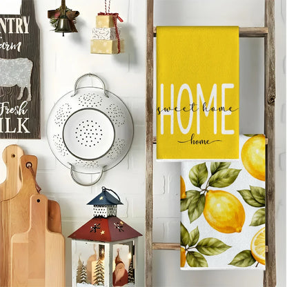 2-Piece Lemon Print Kitchen Towel Set – Absorbent Tea Towels & Cleaning Cloths