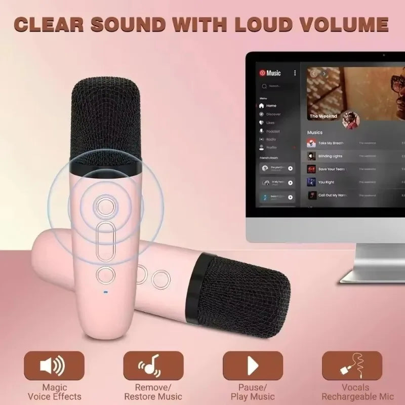 Portable Karaoke Machine with Wireless Microphones – Bluetooth Speaker & Home KTV System