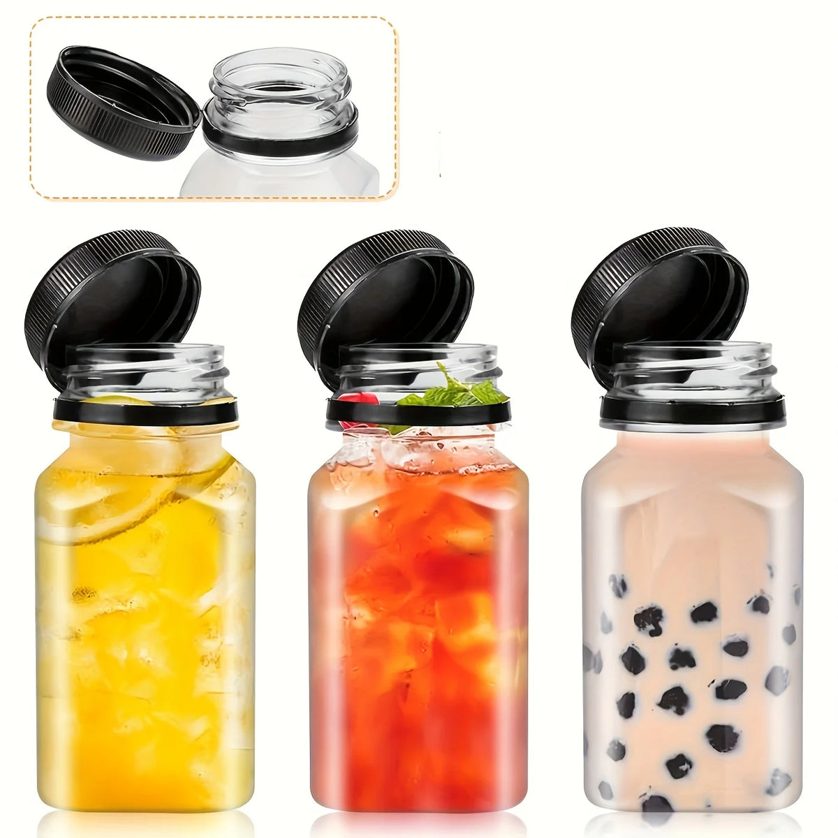 10-Pack Clear Plastic Juice Bottles with Caps – 60ml, 120ml & 150ml