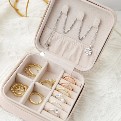 Portable PU Leather Jewellery Box – Mini Travel Jewellery Organiser Case