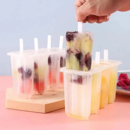 4-Cavity Homemade Ice Block Mould with Lid – Reusable Popsicle Maker