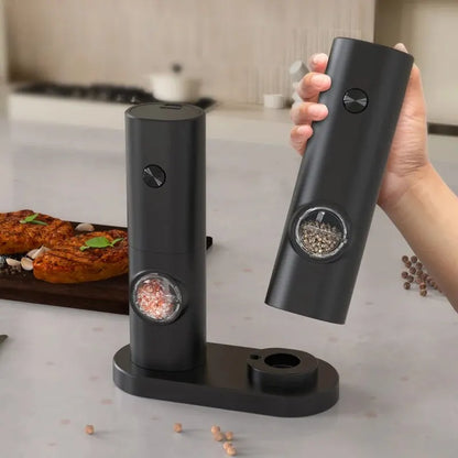 Automatic Gravity Salt & Pepper Grinder – LED Light Adjustable Mill