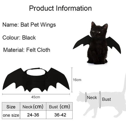 Halloween Bat Wings Pet Costume – Adjustable Cat & Dog Dress-Up Harness