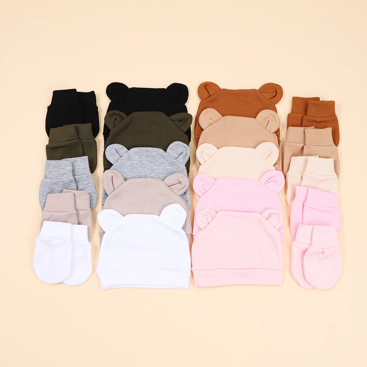 Newborn Baby Beanie & Mittens Set – Soft Cotton Hat & Gloves Gift Set