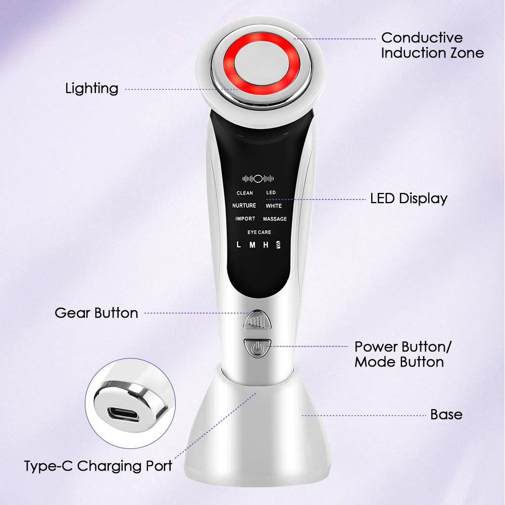 EMS Face Lifting Device – LED Therapy & Hot Compress Massager