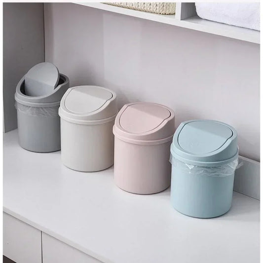 Mini Desktop Rubbish Bin with Flip Lid – Small Plastic Waste Bin for Desk, Bedroom & Bathroom