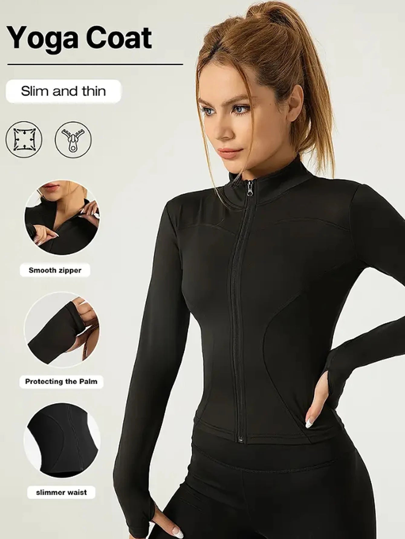 Women's Quick-Dry Fitness Jacket – Long Sleeve Zip-Up Pilates & Activewear Top