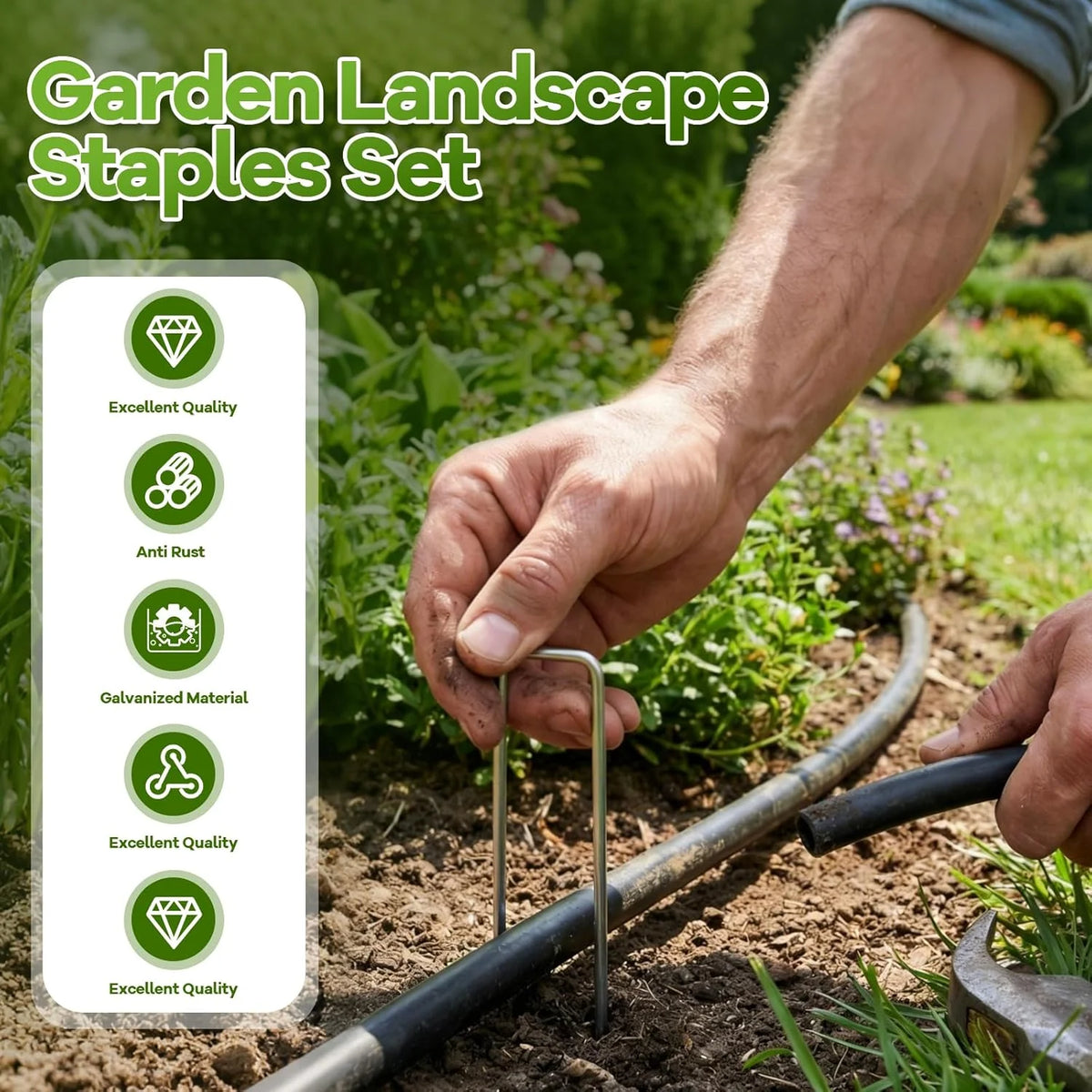 50-200 Pack U-Shaped Garden Ground Pegs with Washers – Landscape Fabric & Netting Pins