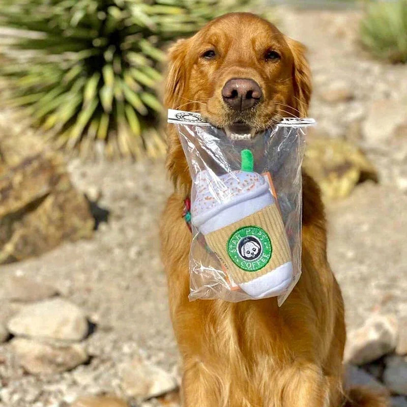 Plush Coffee Cup Squeaky Dog Toy – Interactive Chew & Play Toy