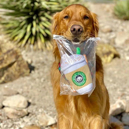 Plush Coffee Cup Squeaky Dog Toy – Interactive Chew & Play Toy
