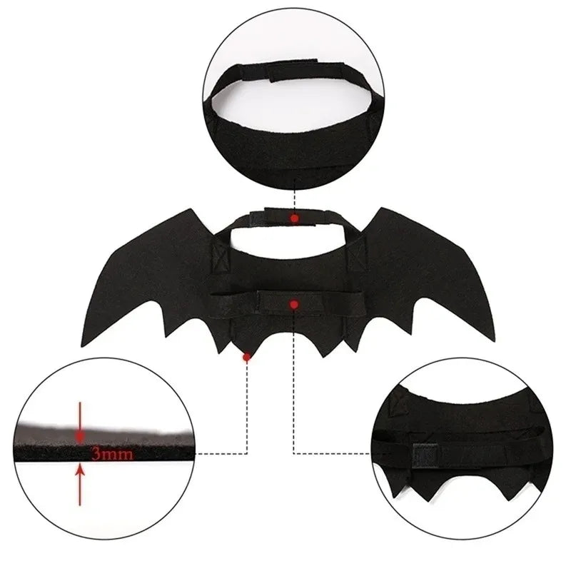 Halloween Bat Wings Pet Costume – Adjustable Cat & Dog Dress-Up Harness