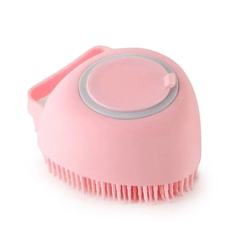 Soft Silicone Massage Brush for Dogs & Cats with Soap Dispenser