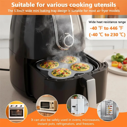 4-Cup Silicone Air Fryer Egg Bite Mould – Non-Stick Muffin & Mini Baking Pan