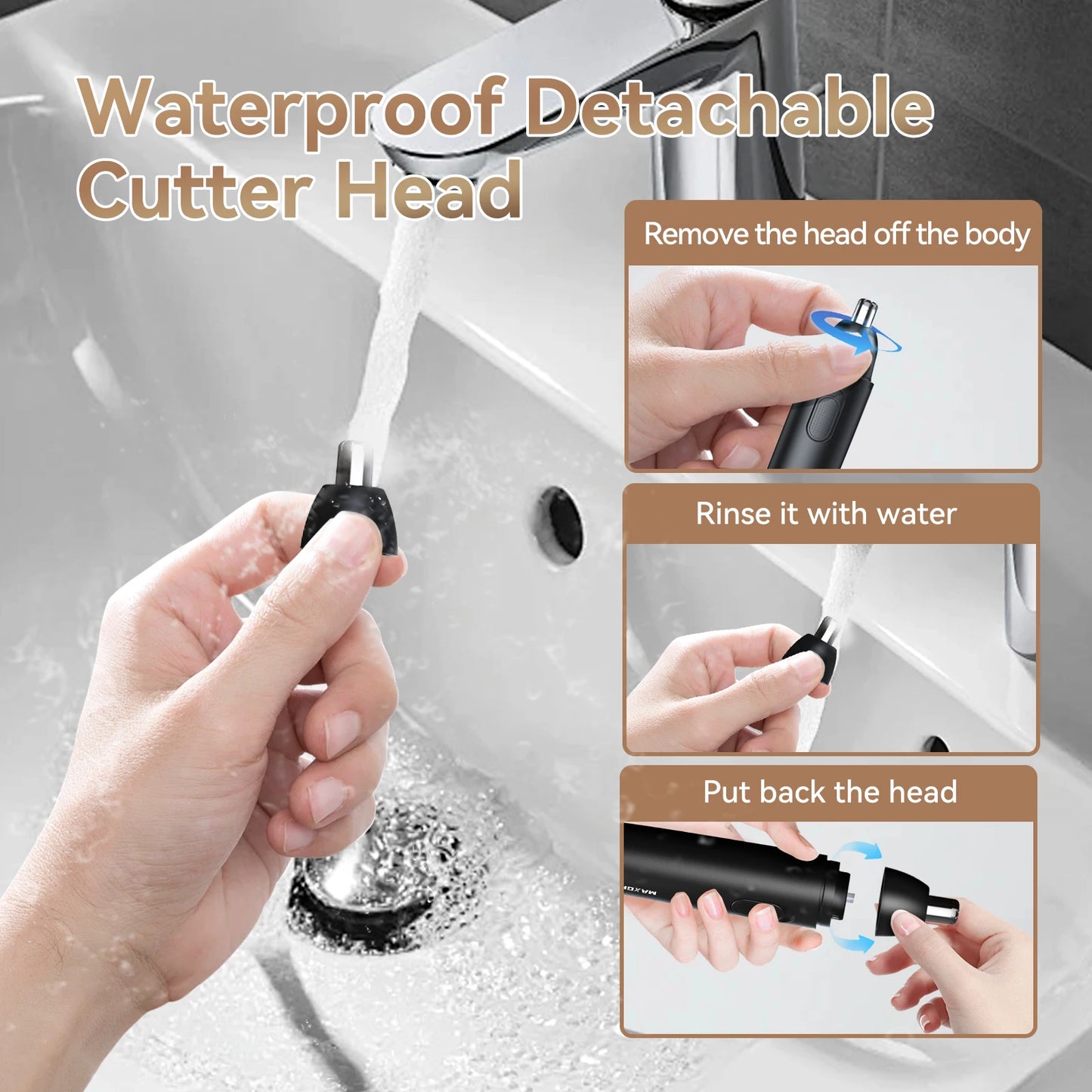 Rechargeable Nose Hair Trimmer with 360° Dual-Blade System