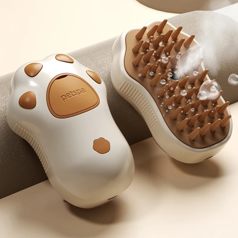 3-in-1 Steam Pet Grooming Brush – Spray, Deshedding & Massage Tool