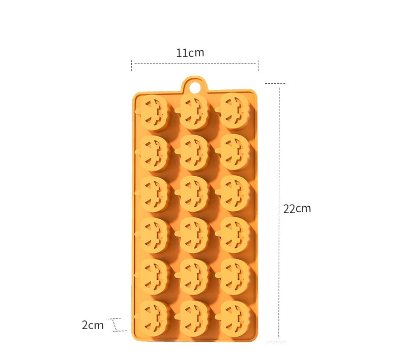 Halloween Silicone Baking Mould – Pumpkin, Ghost, Bat & Witch Hat Shapes