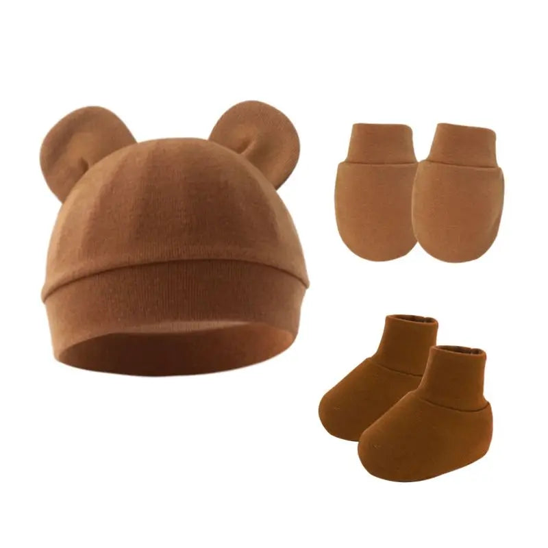 Newborn Baby Beanie & Mittens Set – Soft Cotton Hat & Gloves Gift Set