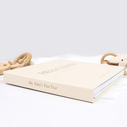 Linen Baby Memory Book – Baby Milestone Journal & Keepsake Album