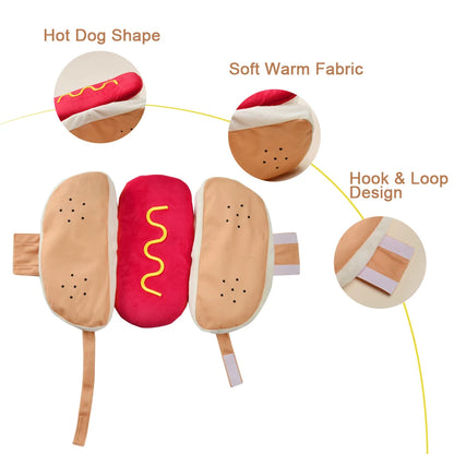 Funny Hot Dog Pet Costume – Dog & Puppy Halloween Dress-Up Outfit
