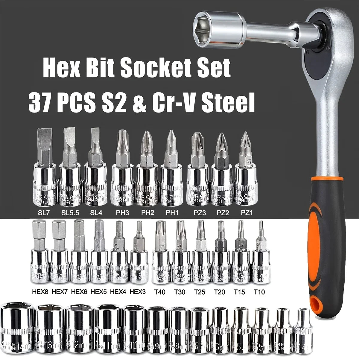 46-Piece Socket & Ratchet Tool Set – Compact Metric Repair Kit for Home & Auto
