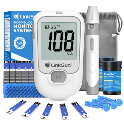 LinkSun G-425-1 Blood Glucose Meter Kit – Digital Glucometer with Test Strips & Lancets