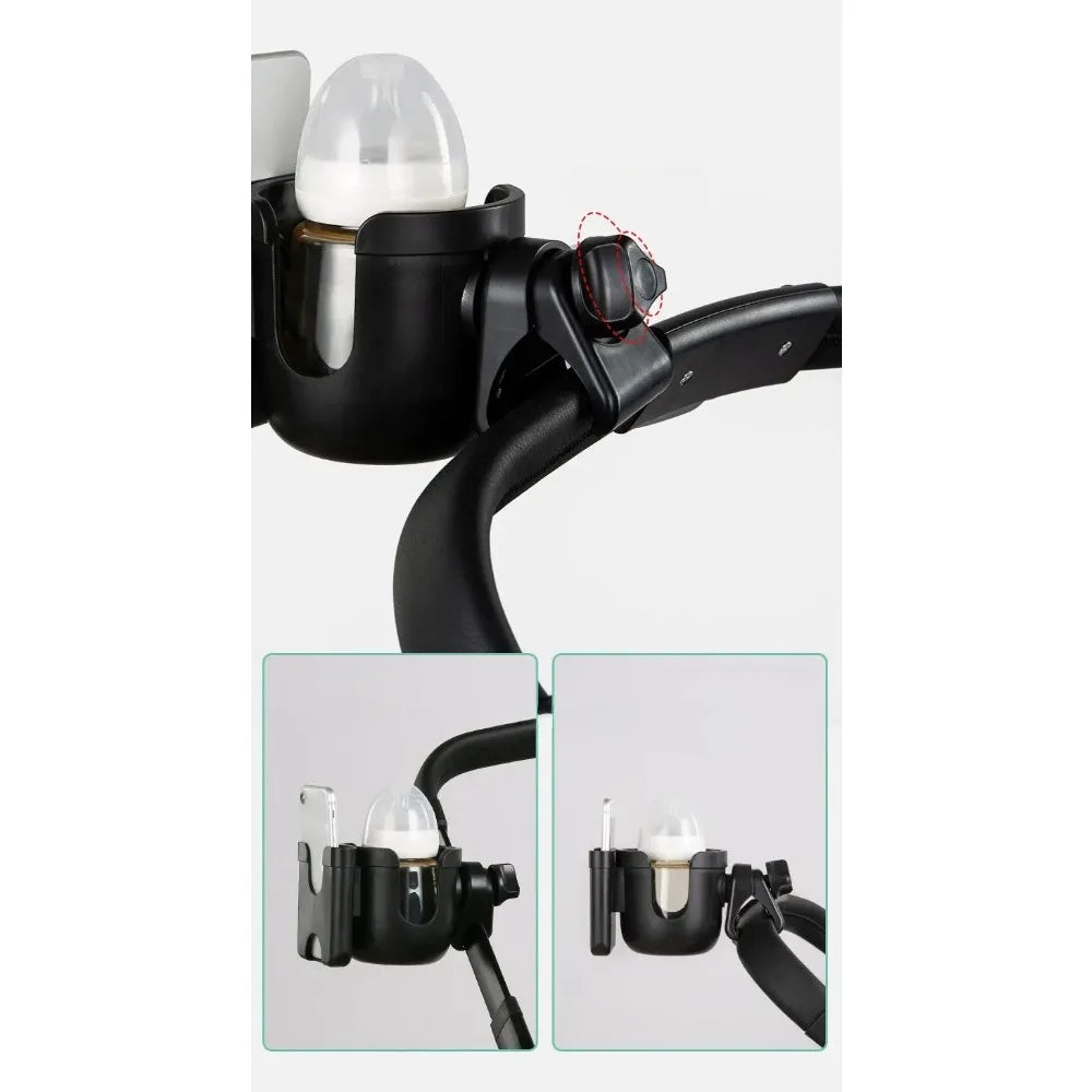 Stroller Cup Holder with Phone Holder – Anti-Slip Pram Accessory