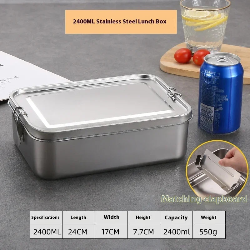 Stainless Steel Bento Lunch Box – Leak-Resistant Food Storage Container with Lockable Clips