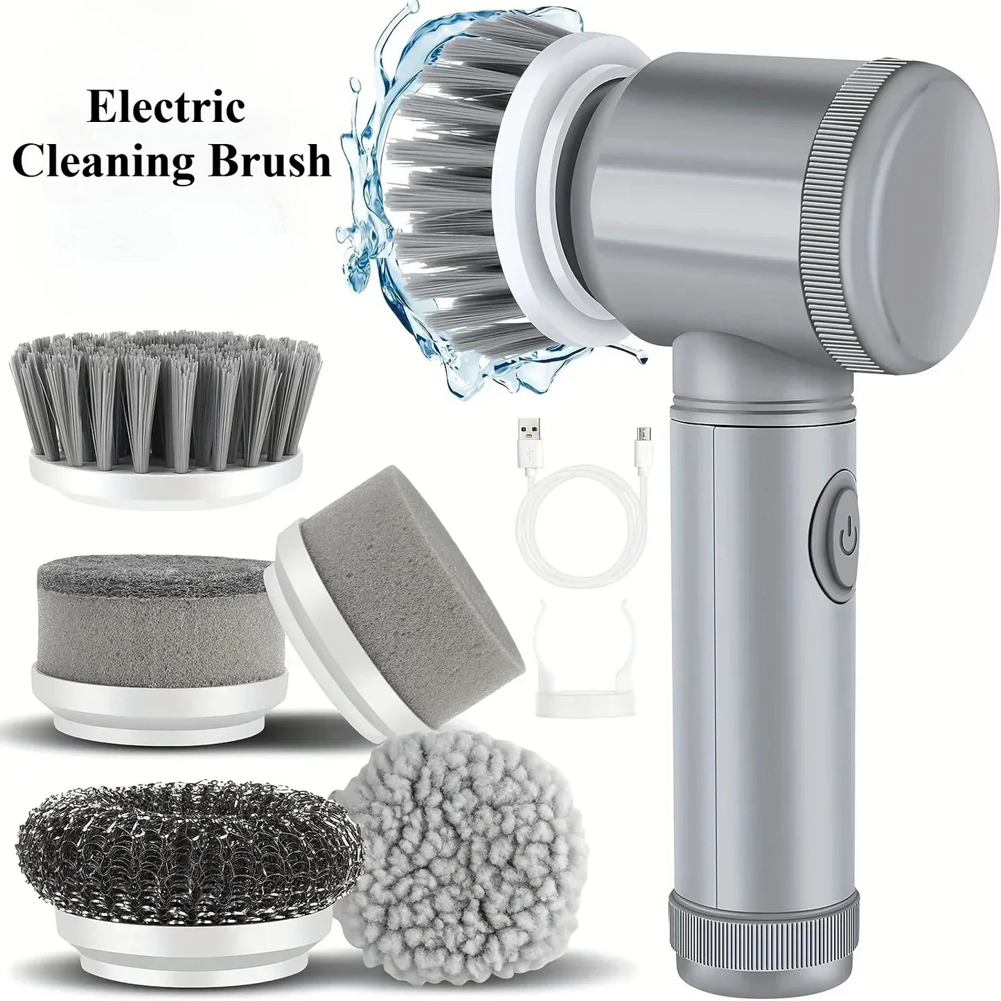 Cordless Electric Spin Scrubber – 5-in-1 Rechargeable Cleaning Brush