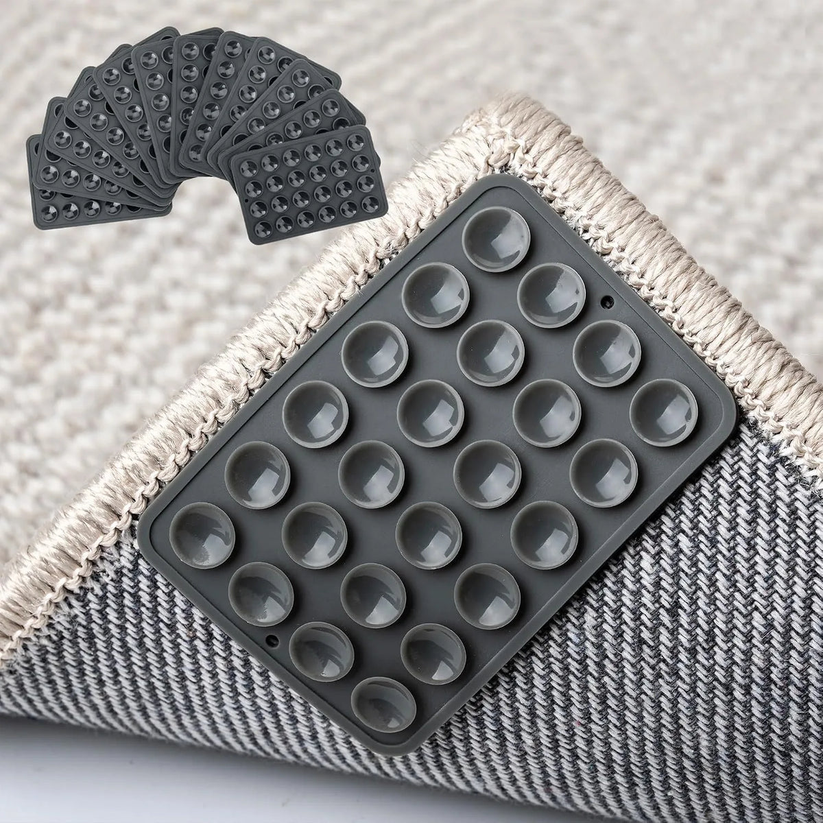 Reusable Anti-Slip Rug Grippers – 4/8 Pack Carpet Corner Pads with Suction Grip