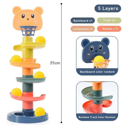Ball Drop & Rolling Tower Toy – 3, 5 or 7 Layer Stacking Ball Ramp