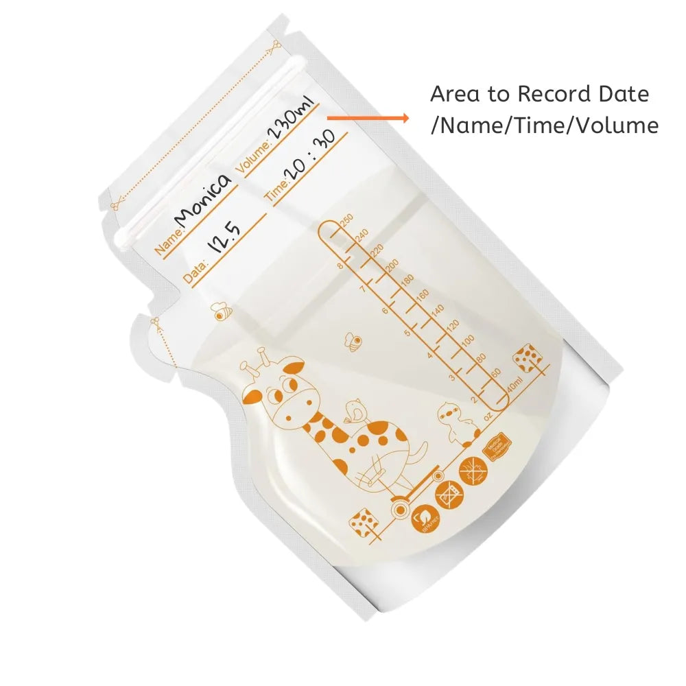 Disposable Breast Milk Storage Bags – 250ml Self-Standing Freezer Bags (30 or 100 Pack)