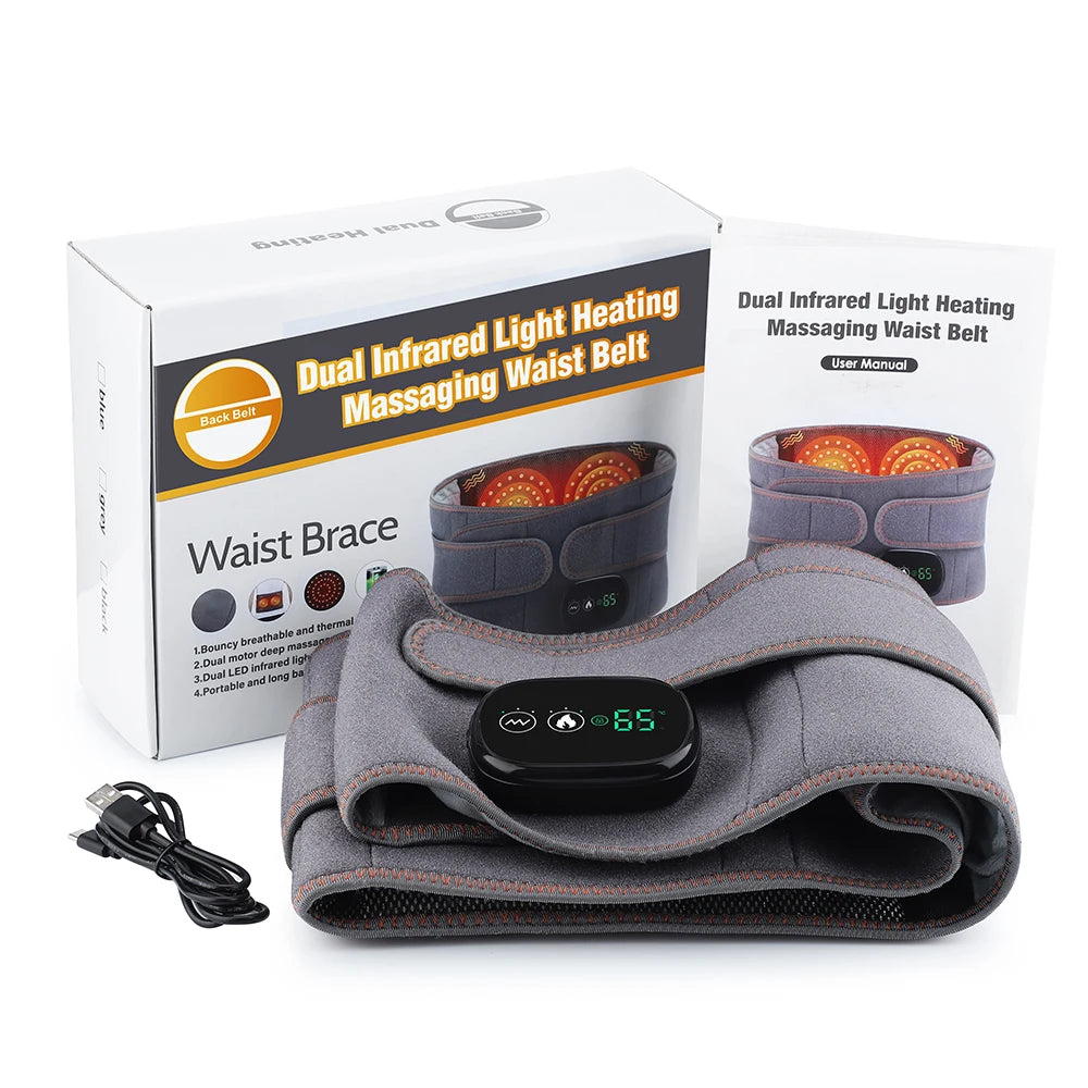 Heating Waist Massage Belt – Infrared Lumbar Support & Hot Compress Brace