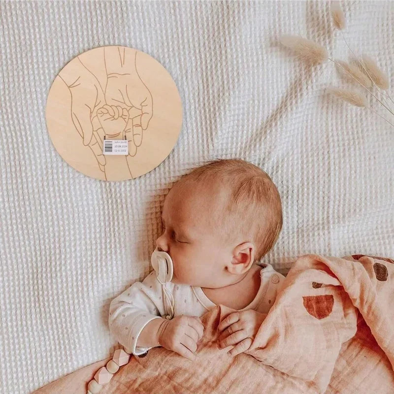 Personalised Wooden Baby Name Keepsake – Newborn Photo Prop & Nursery Plaque
